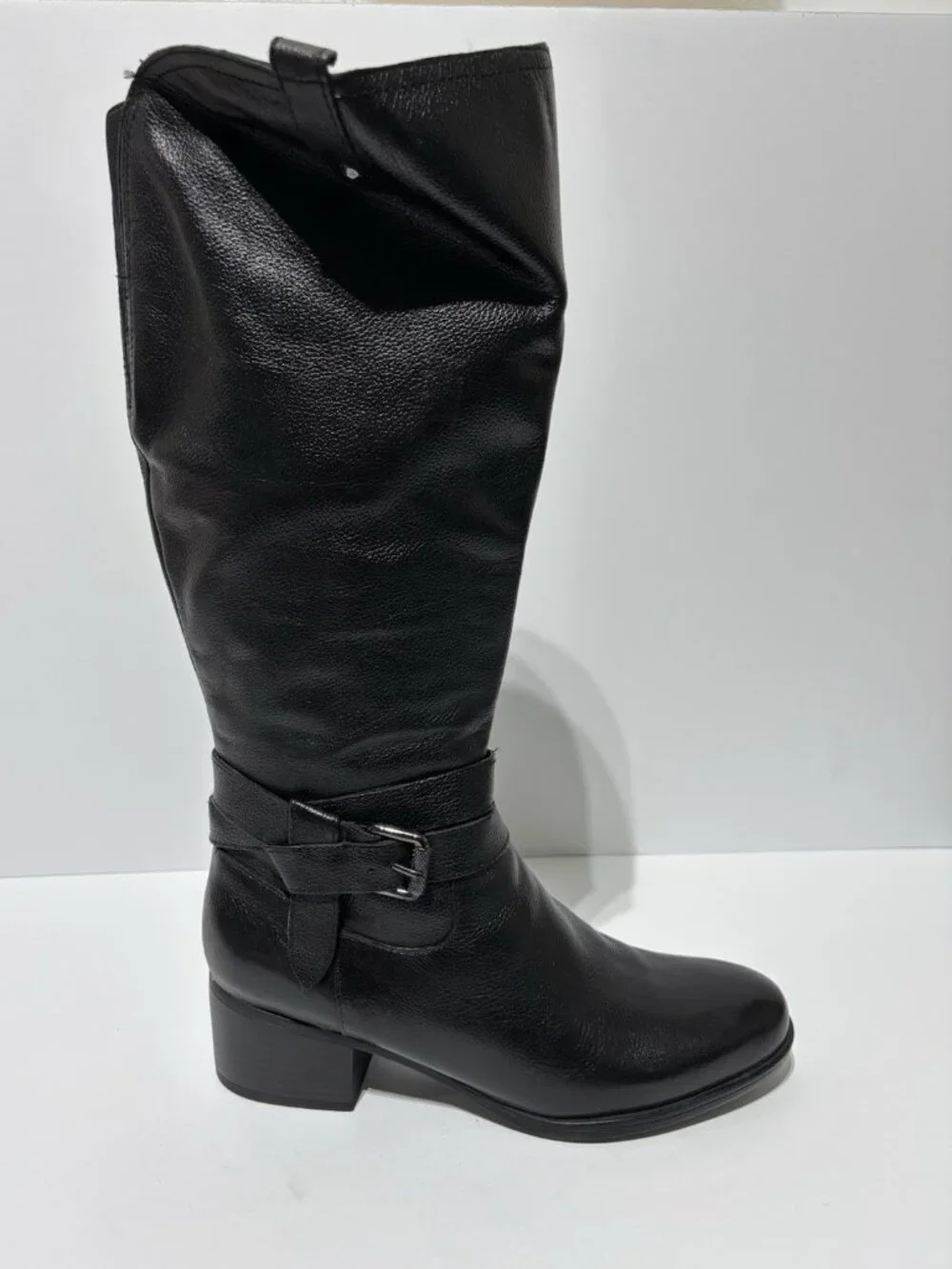 Naturalizer Women’s Kim, Black Leather Knee High Boots, Size 8.5M, Wide Calf